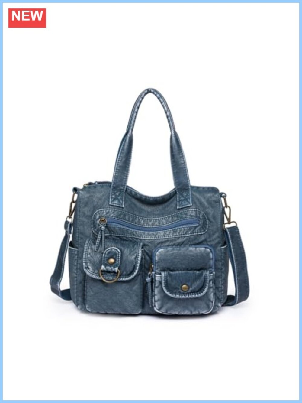 Women's Faux Leather Hobo Handbag with Top Handle and Shoulder Strap